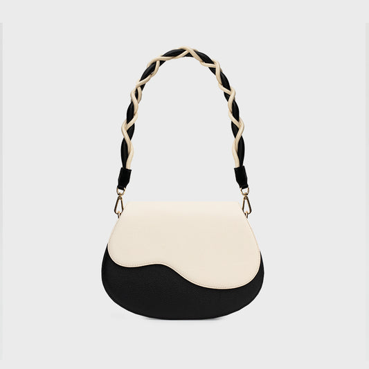 CLAM BAG TINA HUESO NEGRO