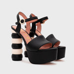 Cargue la imagen en el visor de la galería, NICOLETTA PLATAFORMA HUESO NEGRO