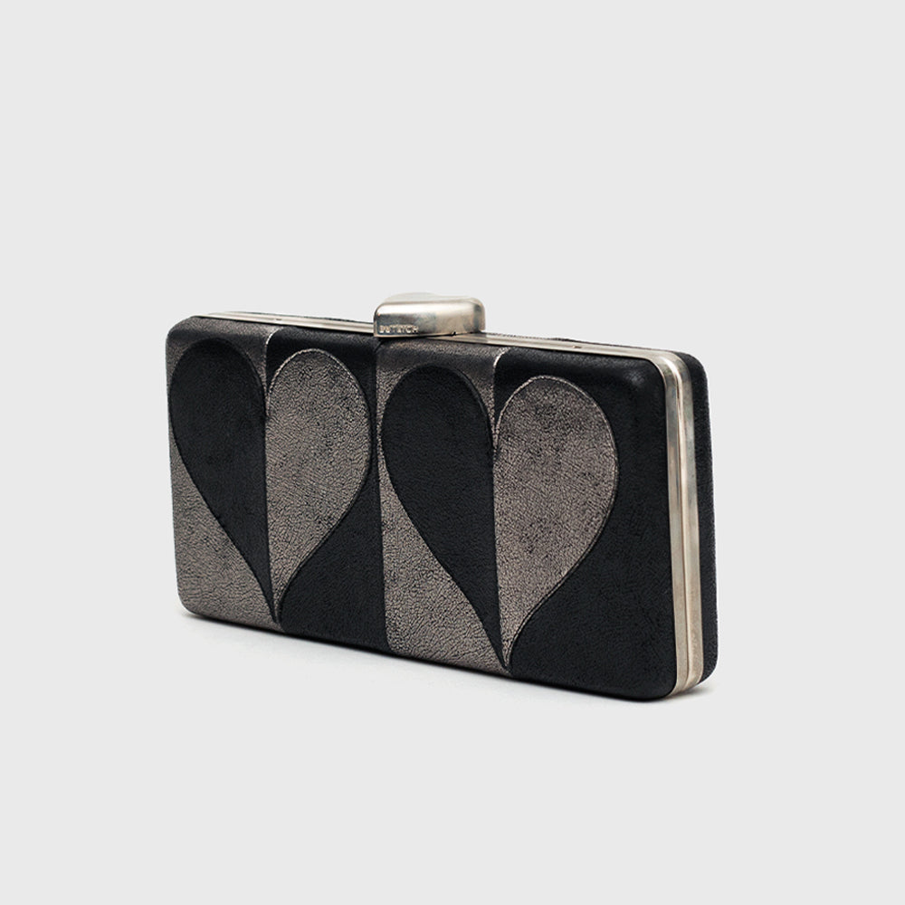 CLUTCH MANDY RECTANGULAR NEGRO PLATINO