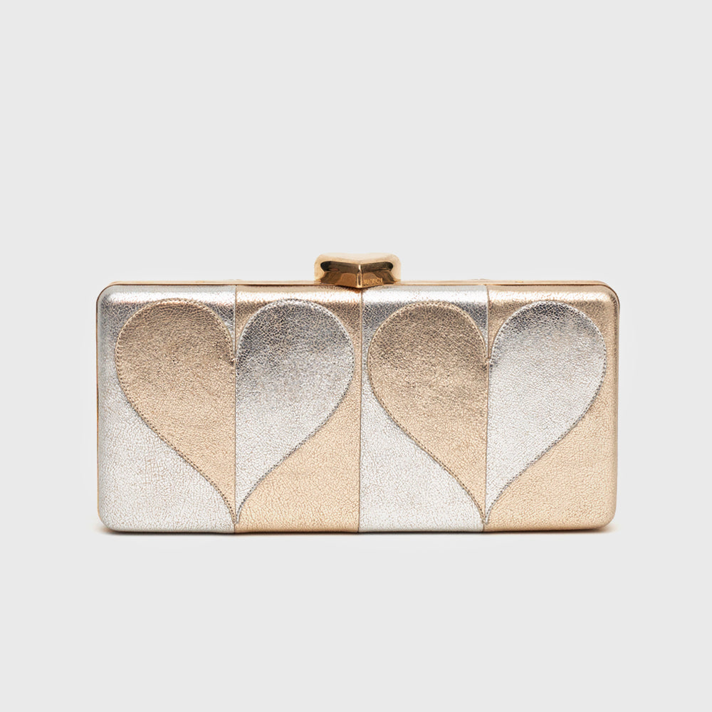 CLUTCH MANDY RECTANGULAR PLATINO ORO