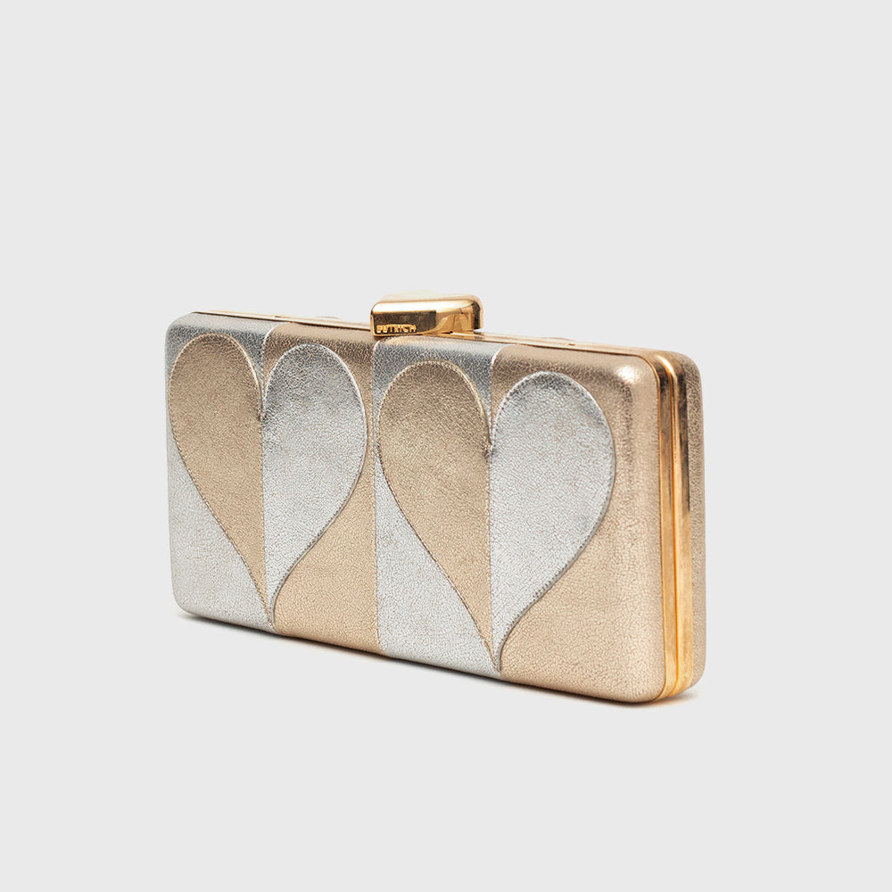 CLUTCH MANDY RECTANGULAR PLATINO ORO