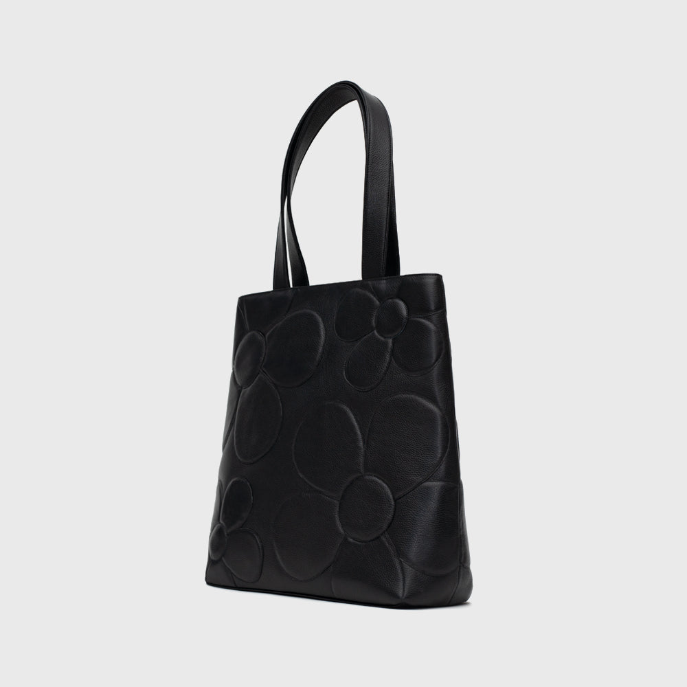 FANCY FLOWER SHOPPER BAG NEGRO