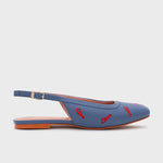 Cargue la imagen en el visor de la galería, FLAVIA FLAT SLINGBACK AZUL
