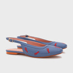 Cargue la imagen en el visor de la galería, FLAVIA FLAT SLINGBACK AZUL
