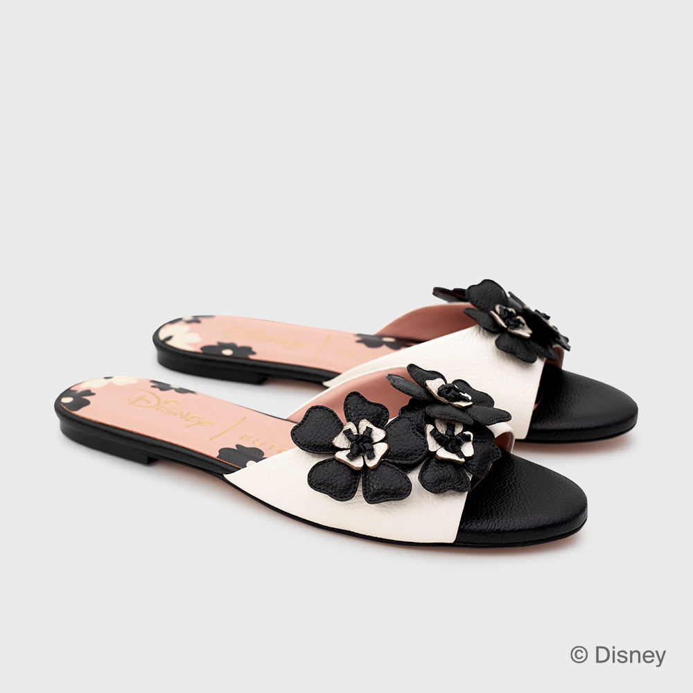 FLOWER FLAT HUESO NEGRO