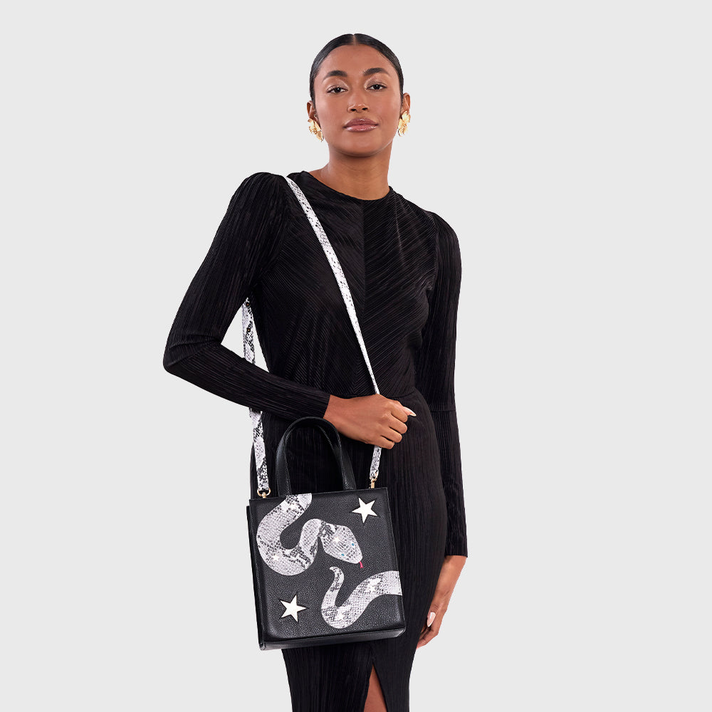 SQUARE TOTE BAG ANACONDA NEGRO
