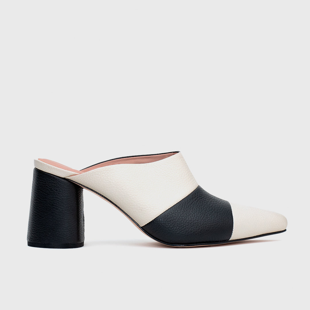 JULIE MULE PUMP HUESO NEGRO