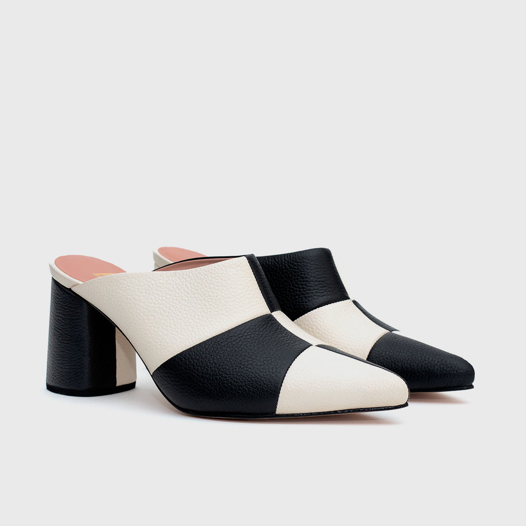 JULIE MULE PUMP HUESO NEGRO