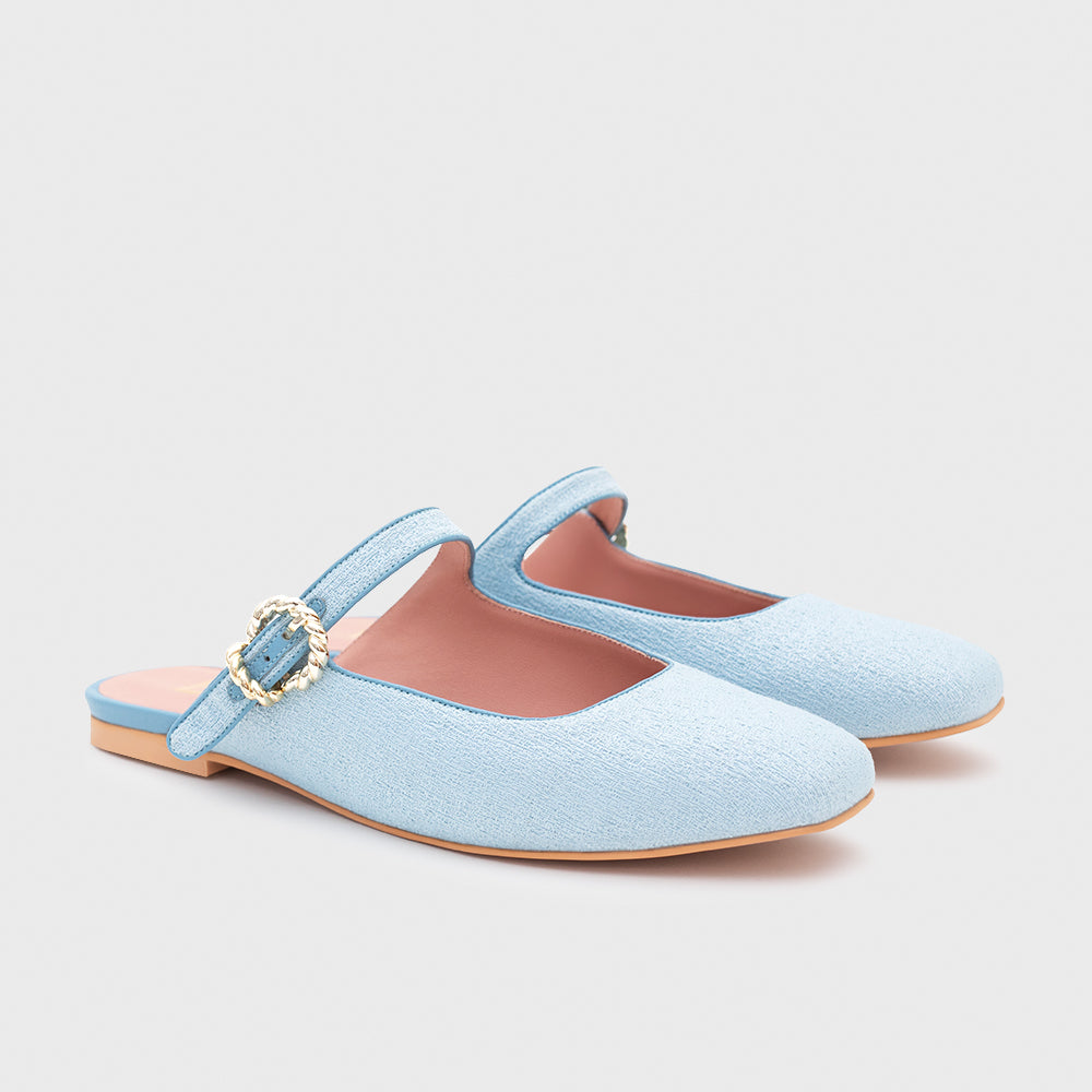 KENZA MULE FLAT CELESTE