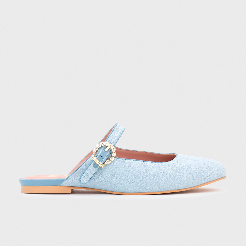 KENZA MULE FLAT CELESTE