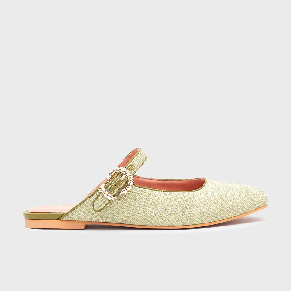 KENZA MULE FLAT VERDE