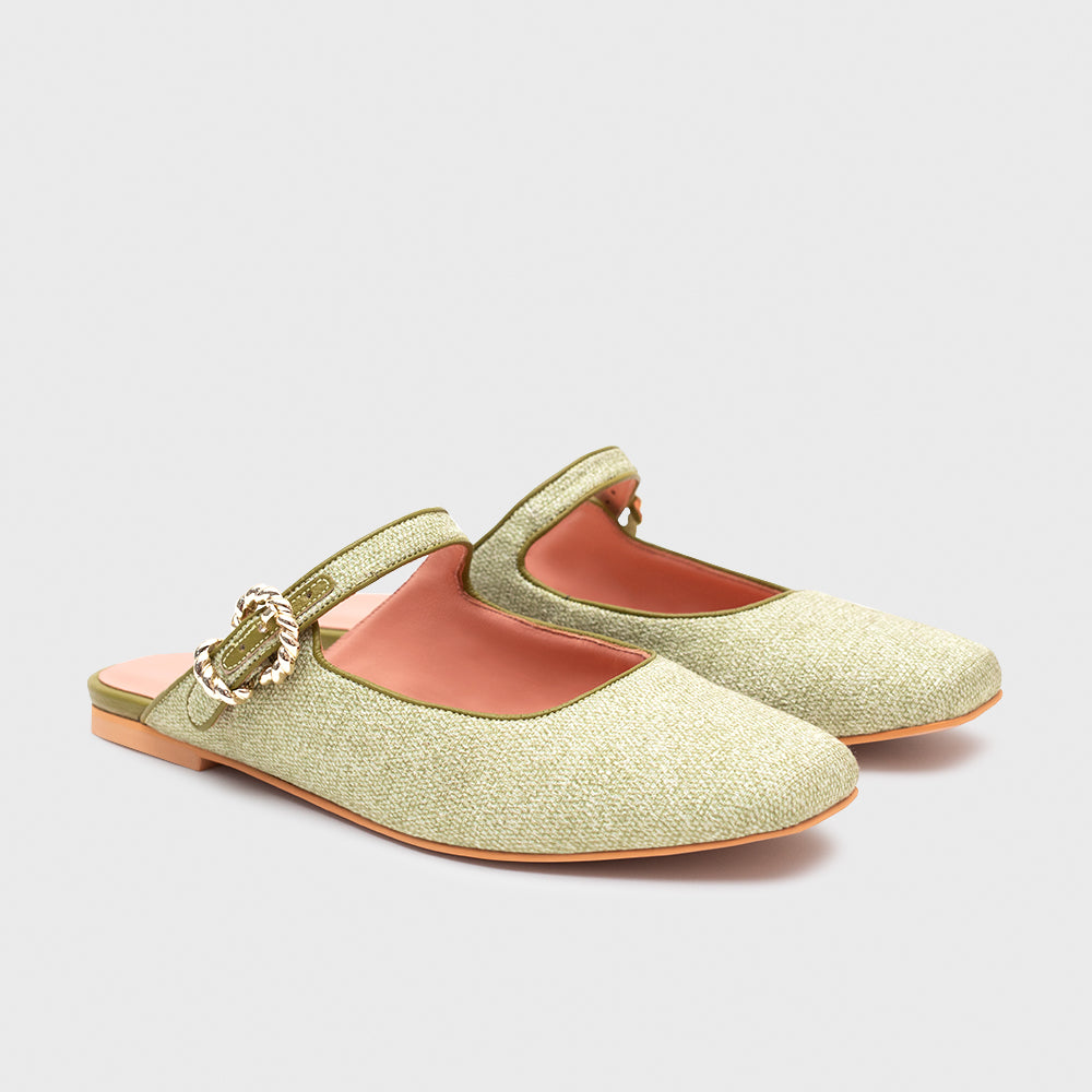 KENZA MULE FLAT VERDE