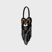 LUCKY EYE HEART FRINGES BAG NEGRO