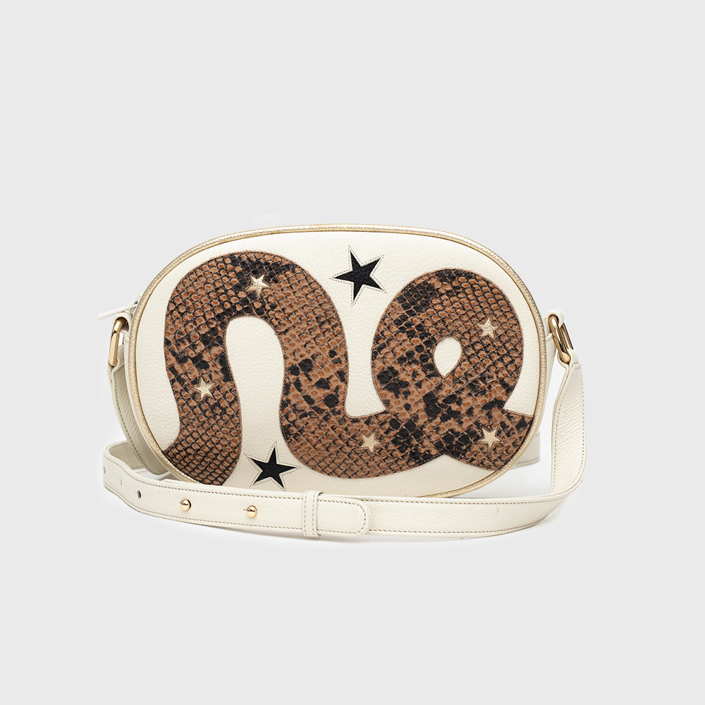 MAXI OVAL BAG ANACONDA HUESO