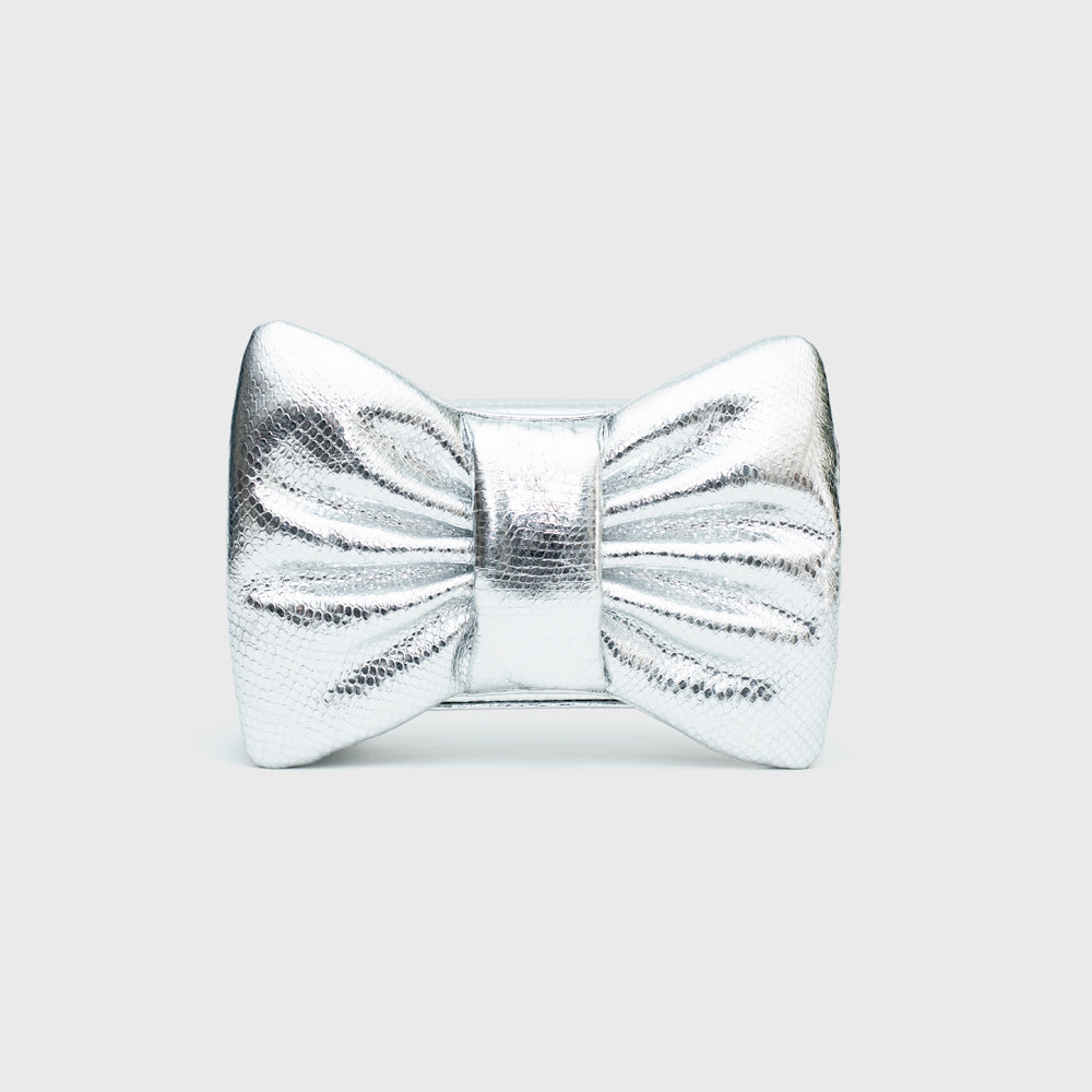 MINI BOW BAG PLATEADO