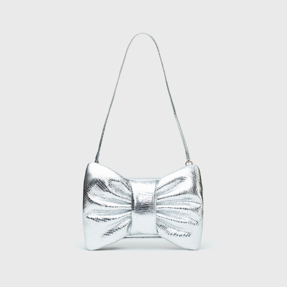 MINI BOW BAG PLATEADO