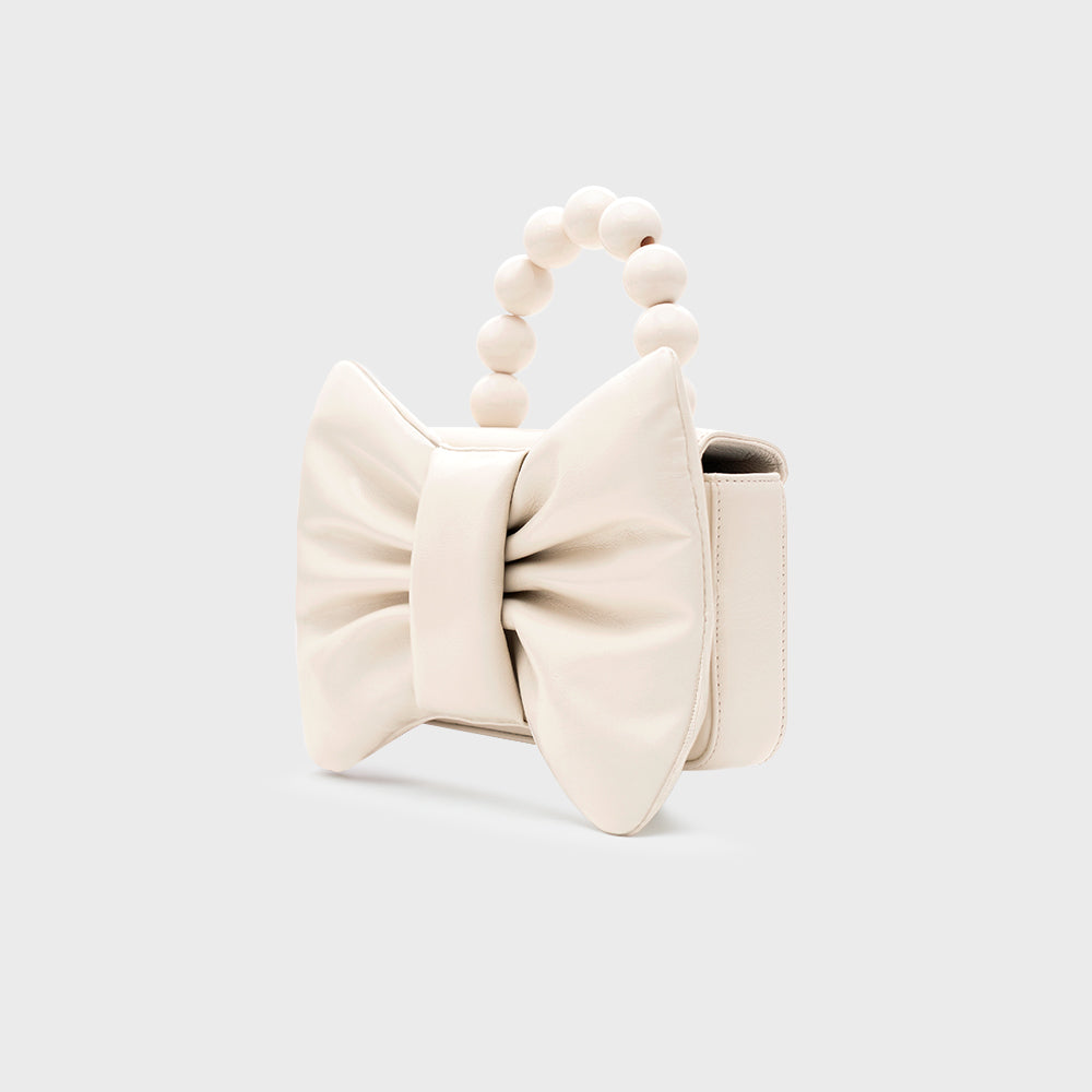 NAILA BEADED BOW BAG HUESO