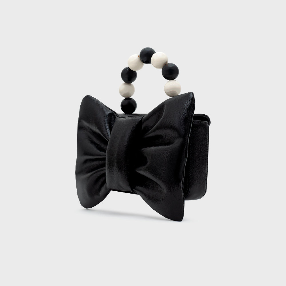 NAILA BEADED BOW BAG NEGRO