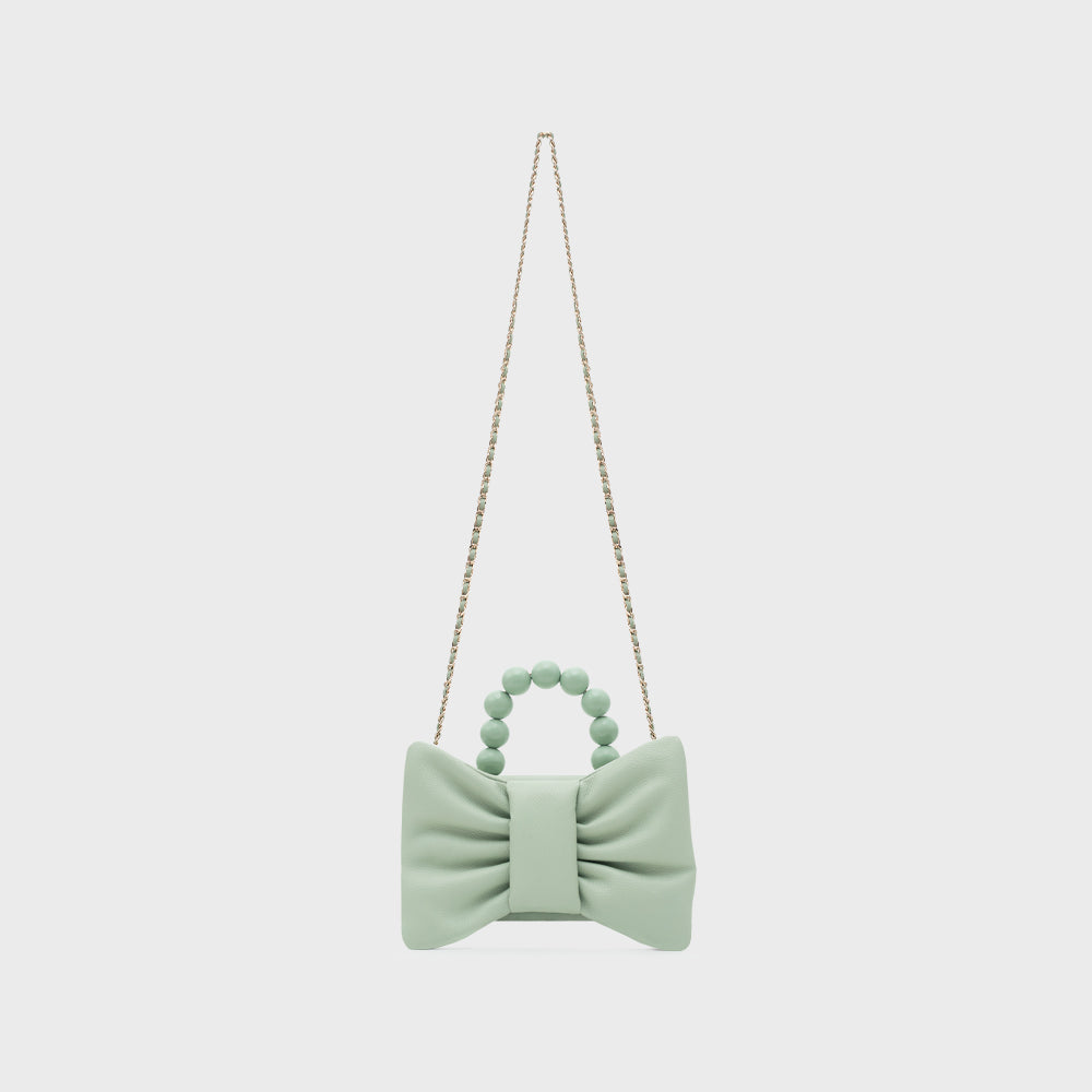 NAILA BEADED BOW BAG VERDE