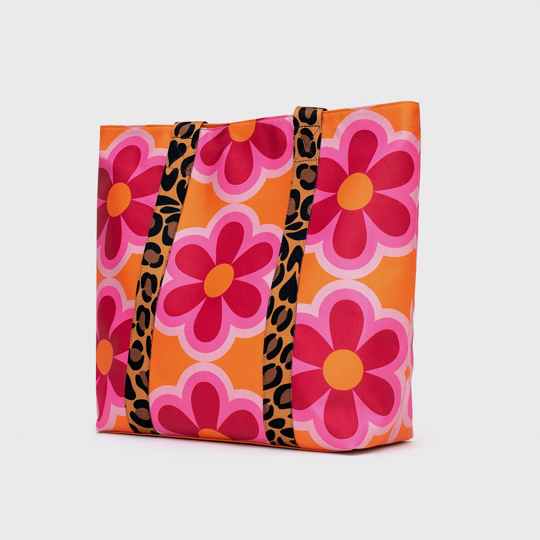 SUPER BAG FLOR NARANJA ROSA