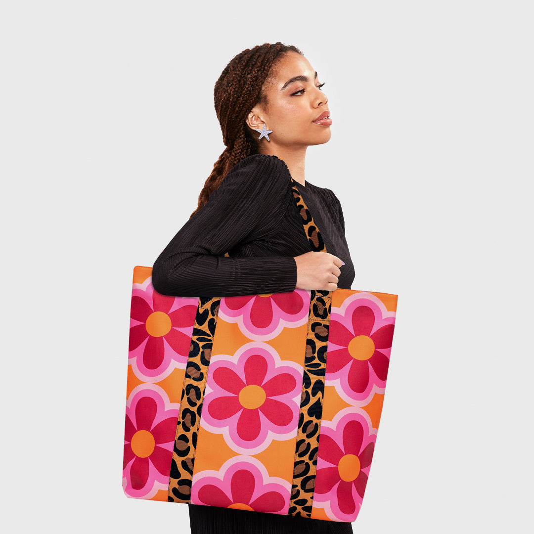 SUPER BAG FLOR NARANJA ROSA