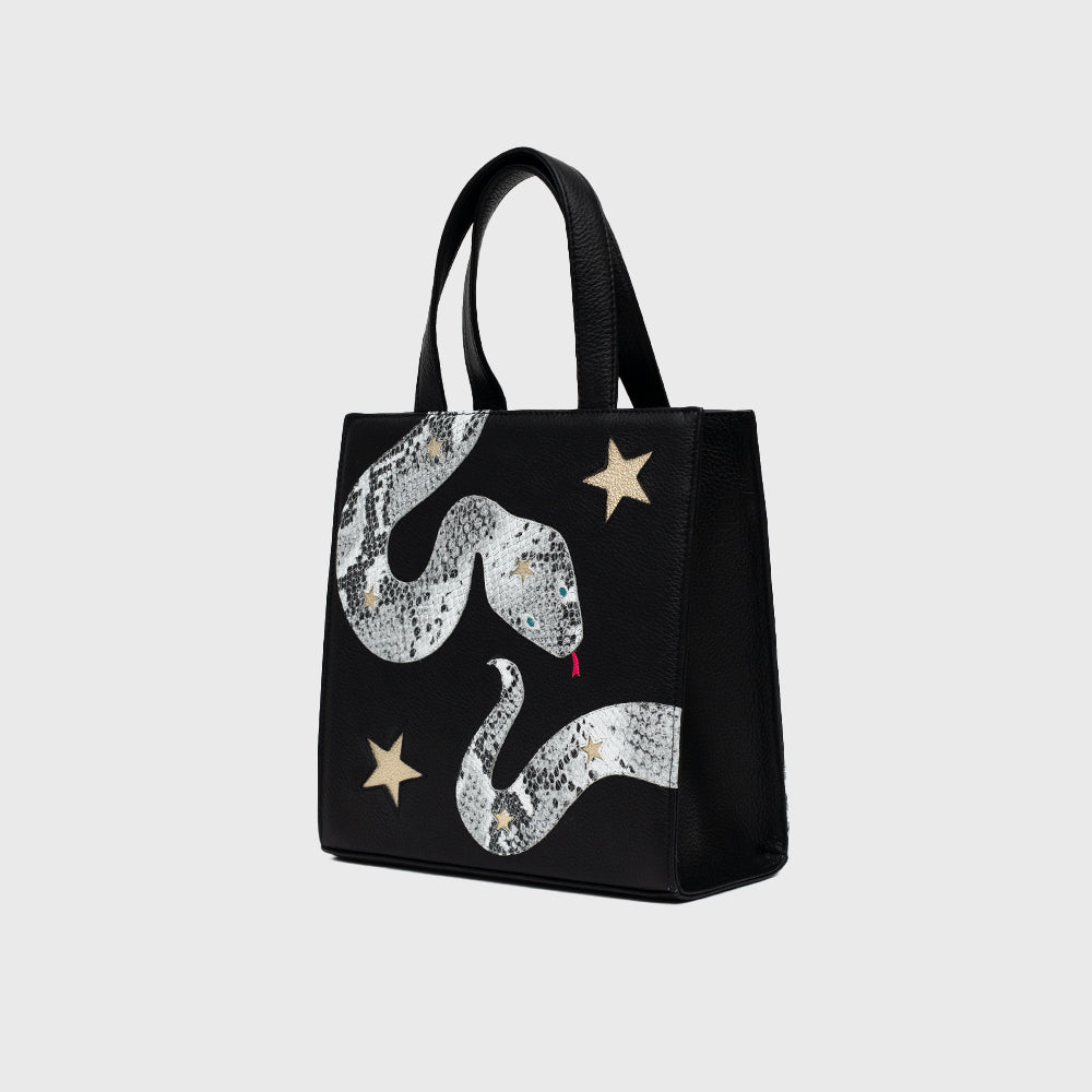 SQUARE TOTE BAG ANACONDA NEGRO