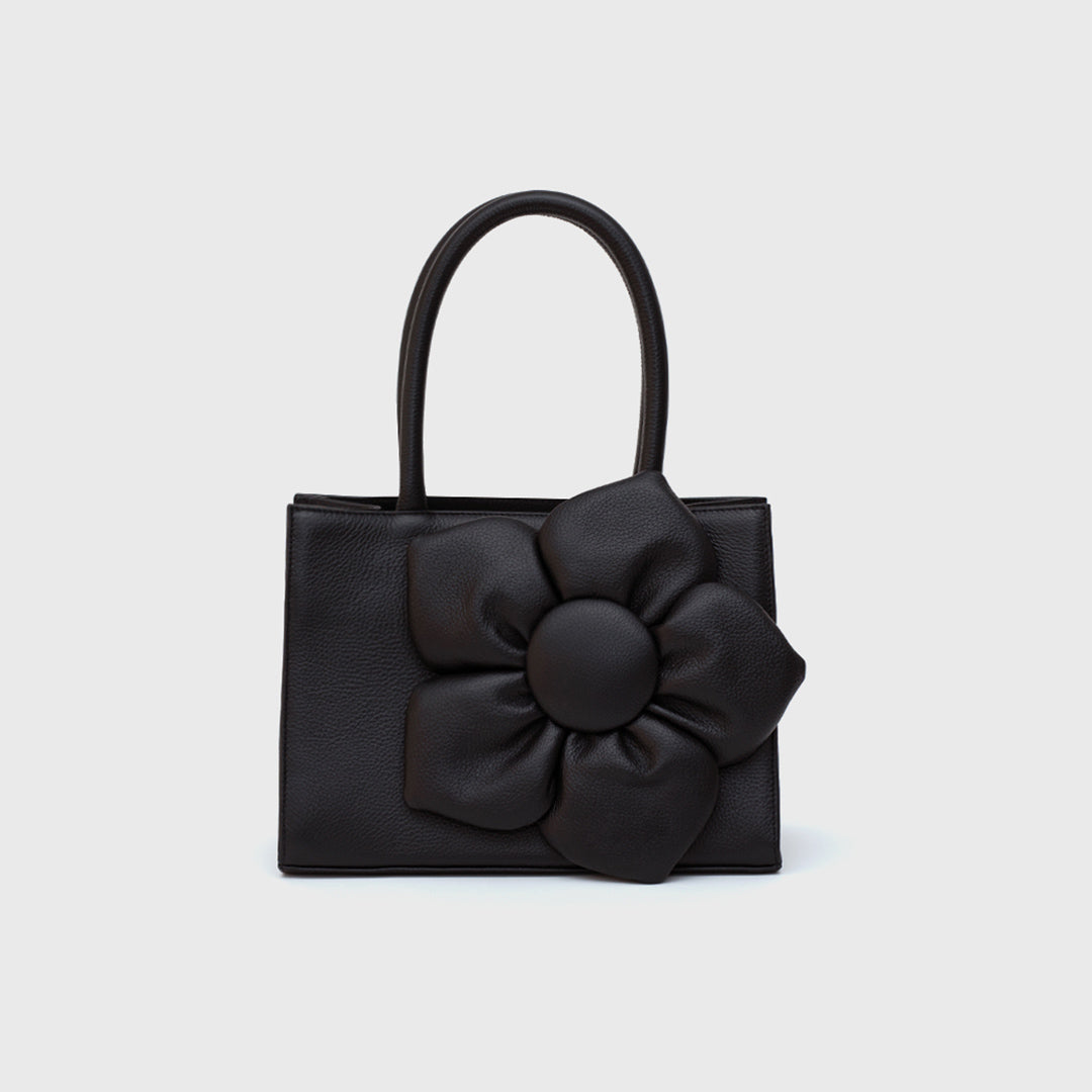 SQUARED FLORAL BAG NEGRO