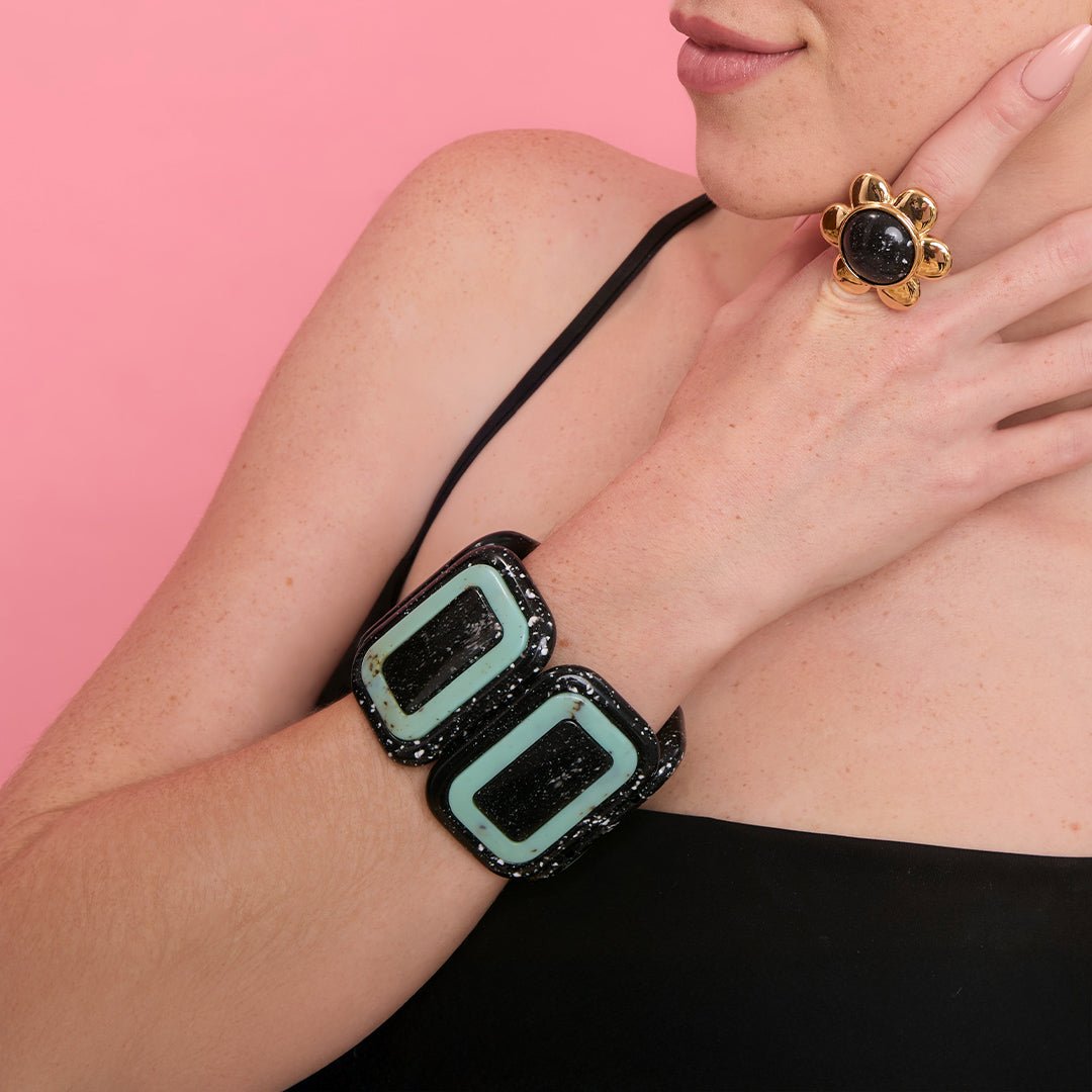 BRAZALETE CORDELIA NEGRO VERDE AGUA - Butrich Perú