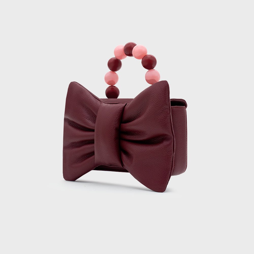 NAILA BEADED BOW BAG BORGOÑA - Butrich Perú