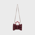 Cargue la imagen en el visor de la galería, NAILA BEADED BOW BAG BORGOÑA - Butrich Perú