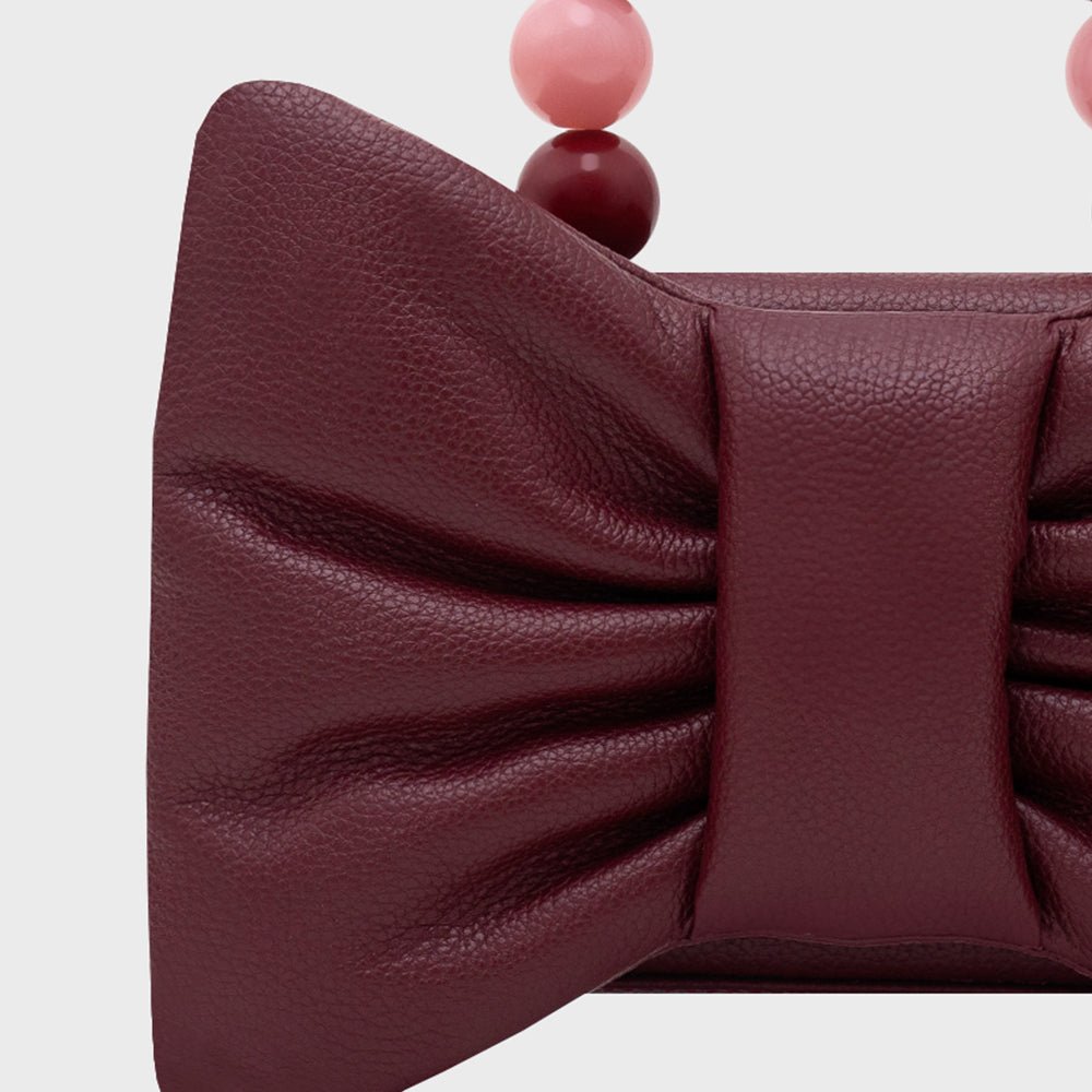 NAILA BEADED BOW BAG BORGOÑA - Butrich Perú