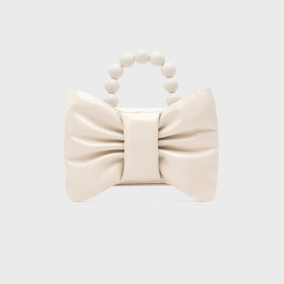 NAILA BEADED BOW BAG HUESO - Butrich Perú