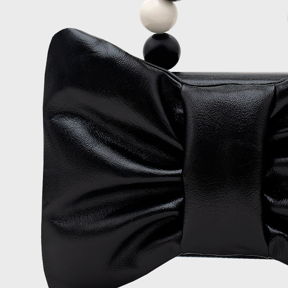 NAILA BEADED BOW BAG NEGRO