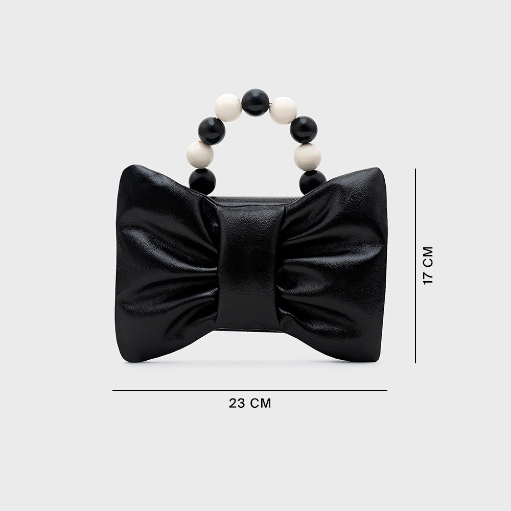 NAILA BEADED BOW BAG NEGRO