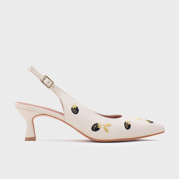NINETTE BLACKBERRY MIDI SLINGBACK HUESO - Butrich Perú