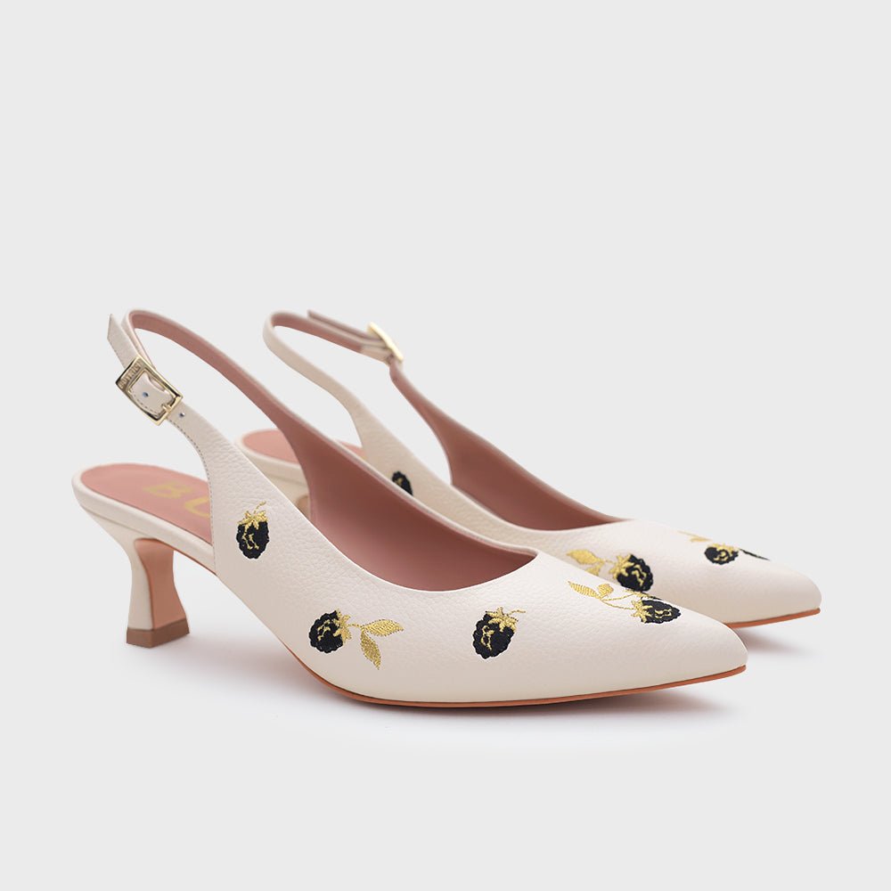 NINETTE BLACKBERRY MIDI SLINGBACK HUESO - Butrich Perú